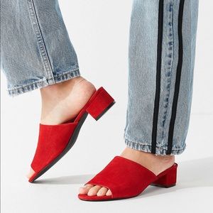 **URBAN Outfitters** Red Suede Mules Slippers
